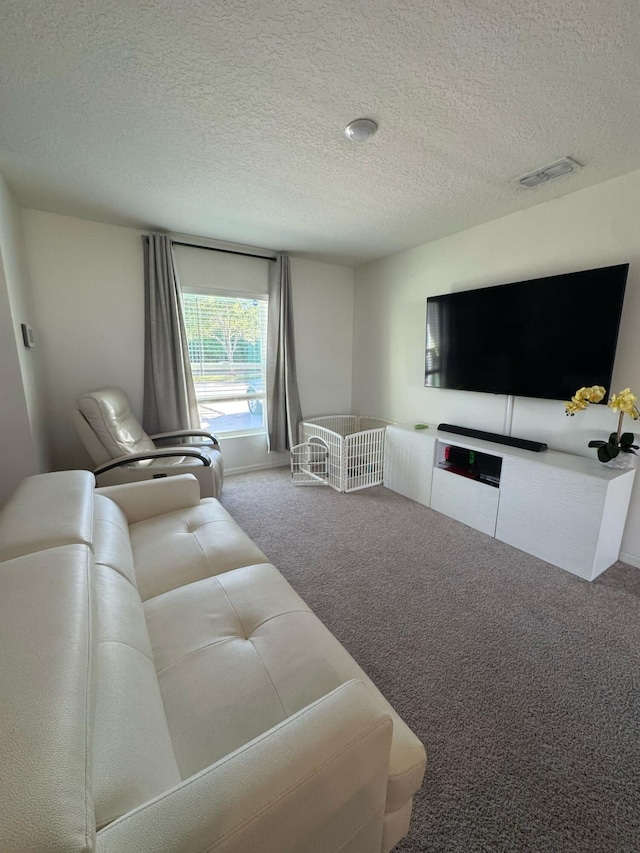 133SW SW Becker Rd, Port Saint Lucie, FL 34953 - living room with carpet flooring, a textured ceiling, and visible vents