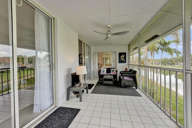 7669 Springwater Pl Unit 202, Boynton Beach, FL 33437 - sunroom featuring ceiling fan