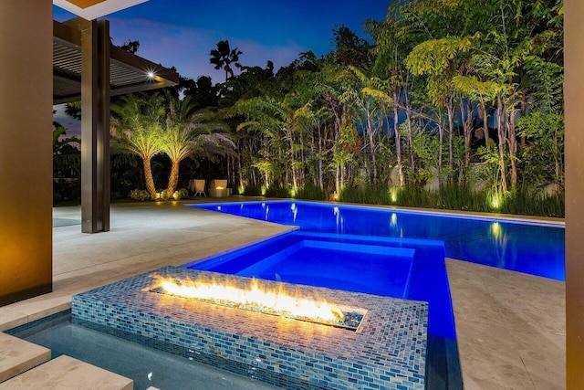 217 Thatch Palm Dr, Boca Raton, FL 33432 - swimming pool with an in-ground hot tub, an outdoor fire pit, and a patio area