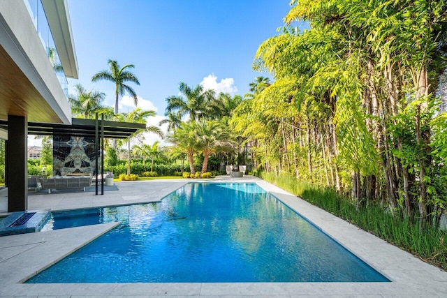 217 Thatch Palm Dr, Boca Raton, FL 33432 - outdoor pool featuring a patio and an outdoor living space