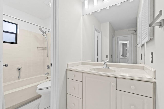 9750 Tabebuia Tree Dr Unit A, Boynton Beach, FL 33436 - bathroom featuring toilet, tile patterned floors, shower / bathing tub combination, and vanity