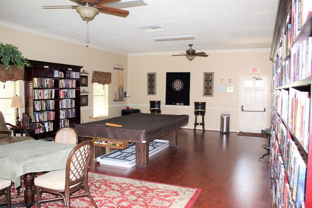 9750 Tabebuia Tree Dr Unit A, Boynton Beach, FL 33436 - recreation room featuring ceiling fan, ornamental molding, wood finished floors, and visible vents