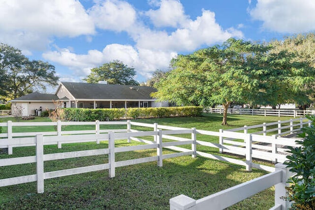 exterior space with a rural view and fence