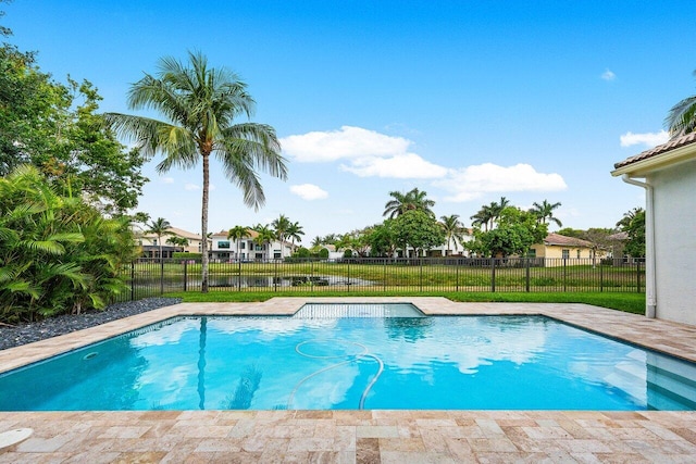 11952 Fox Hill Cir, Boynton Beach, FL 33473 - view of swimming pool featuring a fenced backyard and a water view