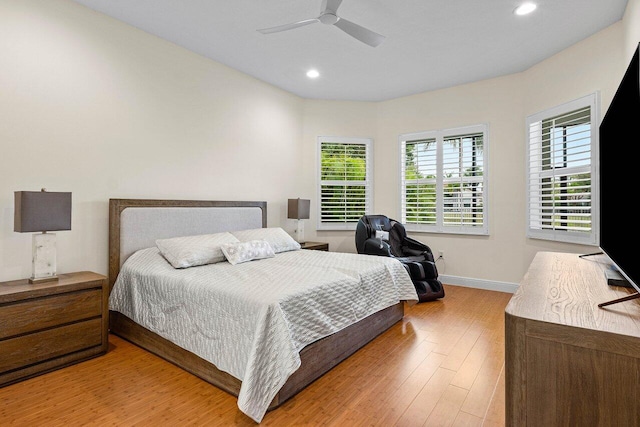 11952 Fox Hill Cir, Boynton Beach, FL 33473 - bedroom featuring multiple windows, wood finished floors, recessed lighting, baseboards, and a ceiling fan
