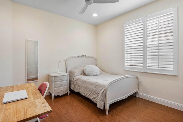 11952 Fox Hill Cir, Boynton Beach, FL 33473 - bedroom featuring wood finished floors, baseboards, recessed lighting, and a ceiling fan