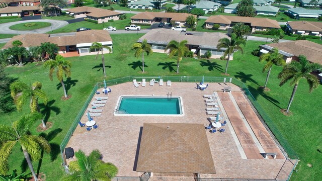 bird's eye view with a residential view