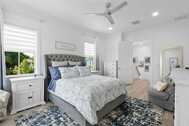 4707 SE Manatee Way, Stuart, FL 34997 - bedroom with crown molding, multiple windows, and visible vents