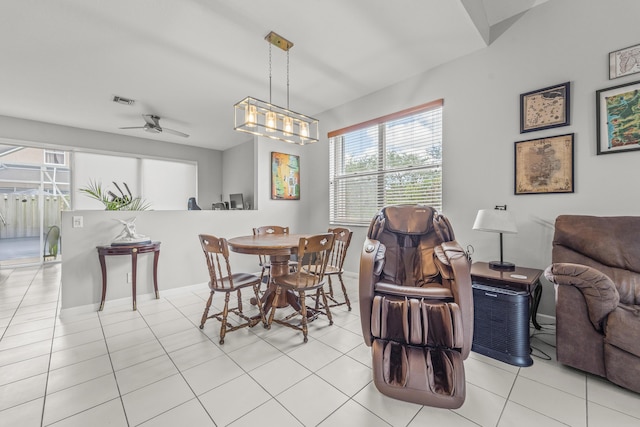 7997 Lakewood Cove Ct, Lake Worth, FL 33467 - tiled dining area featuring ceiling fan, visible vents, and a wealth of natural light