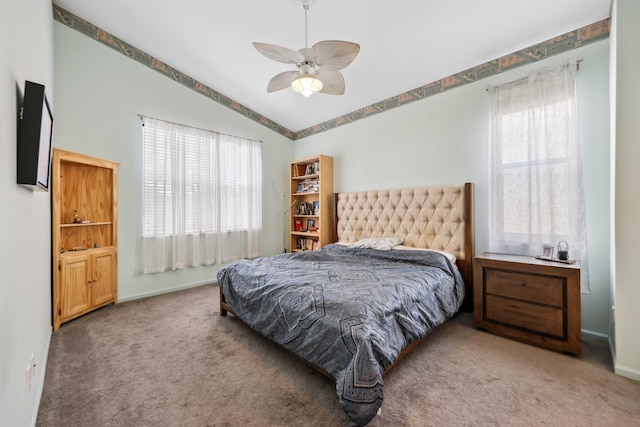 6780 Camille St, Boynton Beach, FL 33437 - carpeted bedroom with baseboards, ceiling fan, and lofted ceiling