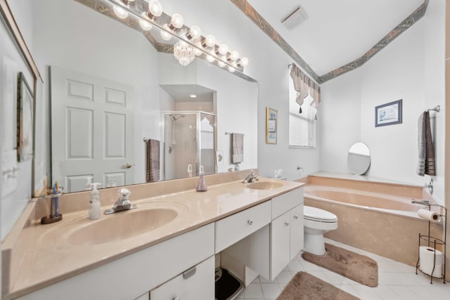 6780 Camille St, Boynton Beach, FL 33437 - bathroom with a sink, tile patterned flooring, a stall shower, and double vanity