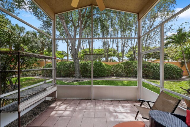 6780 Camille St, Boynton Beach, FL 33437 - unfurnished sunroom featuring a ceiling fan