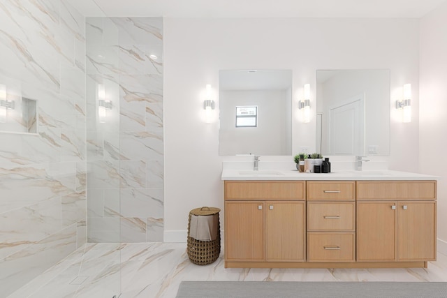 4665 SW Keats St, Port Saint Lucie, FL 34953 - full bath featuring double vanity and marble finish flooring