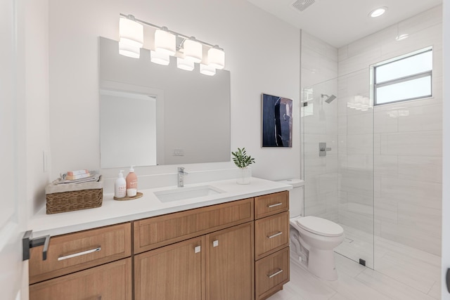 4665 SW Keats St, Port Saint Lucie, FL 34953 - full bath with vanity, a tile shower, and recessed lighting