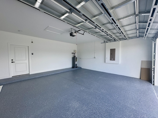4665 SW Keats St, Port Saint Lucie, FL 34953 - garage featuring electric panel, a garage door opener, and water heater