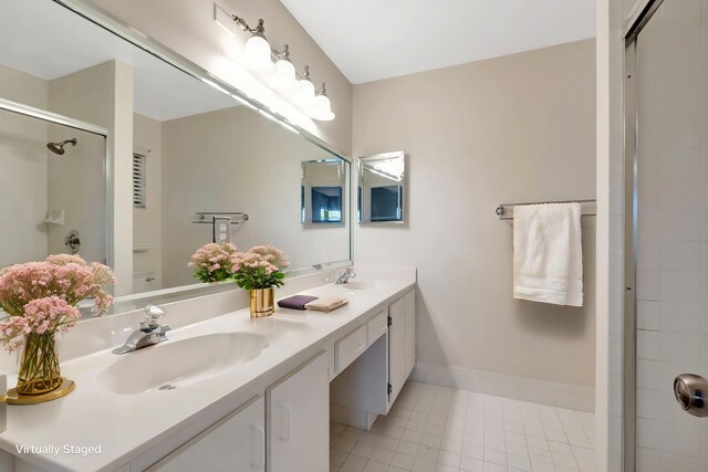 8449 Springlake Dr, Boca Raton, FL 33496 - unfurnished room with visible vents, an inviting chandelier, light tile patterned flooring, high vaulted ceiling, and a skylight