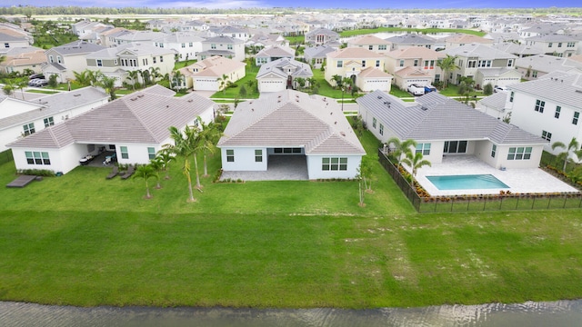 bird's eye view with a residential view