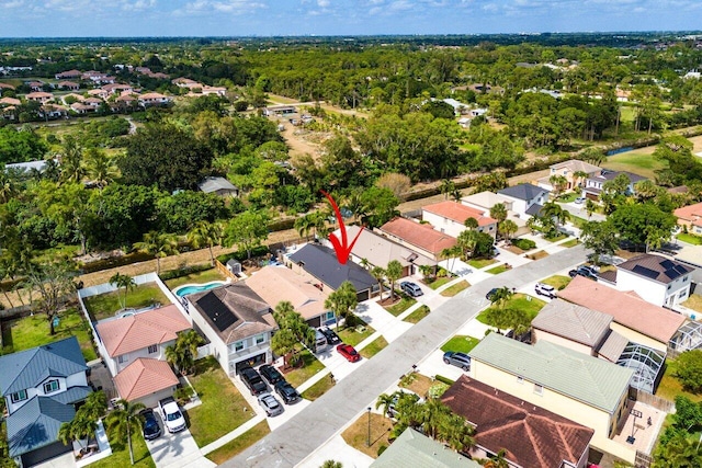 aerial view featuring a residential view