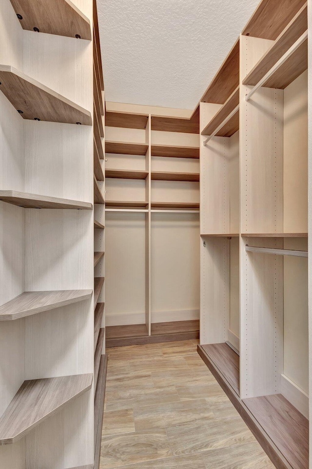 spacious closet featuring light wood finished floors