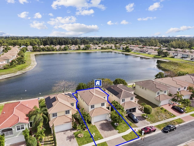 6427 Adriatic Way, Greenacres, FL 33413 - aerial perspective of suburban area with property boundaries highlighted and a large body of water