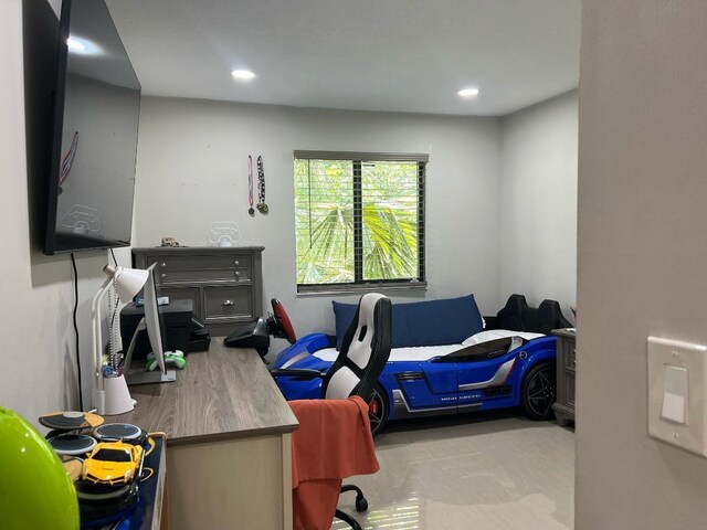 bedroom with recessed lighting
