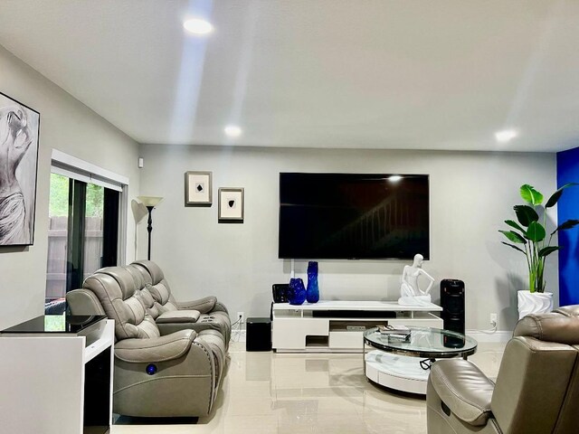 living area featuring recessed lighting