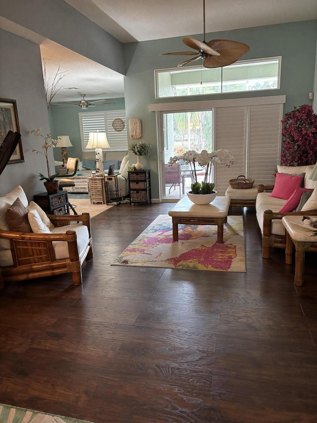 3237 El Camino Real, West Palm Beach, FL 33409 - living area with a ceiling fan and wood finished floors