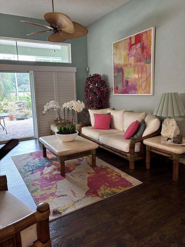 3237 El Camino Real, West Palm Beach, FL 33409 - living room featuring ceiling fan and wood finished floors