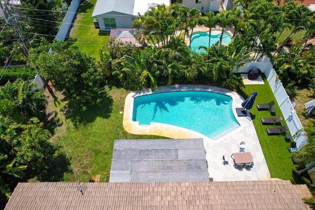 view of pool with a fenced in pool