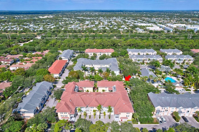 drone / aerial view with a residential view