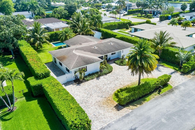 aerial view with a residential view