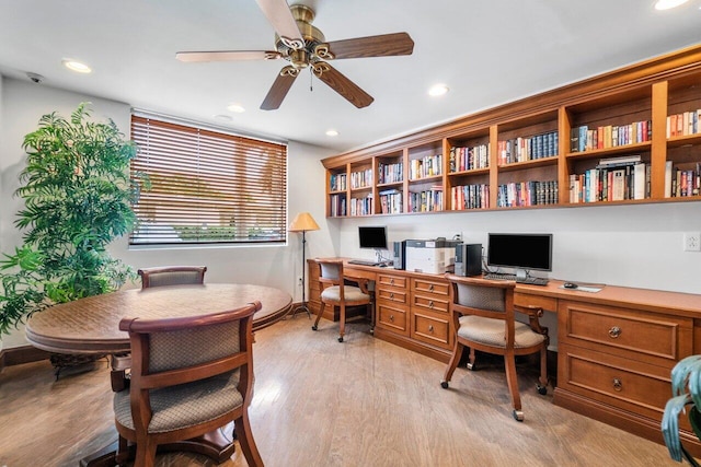 1801 N Flagler Dr Unit 828, West Palm Beach, FL 33407 - office space featuring built in study area, a ceiling fan, light wood finished floors, recessed lighting, and baseboards