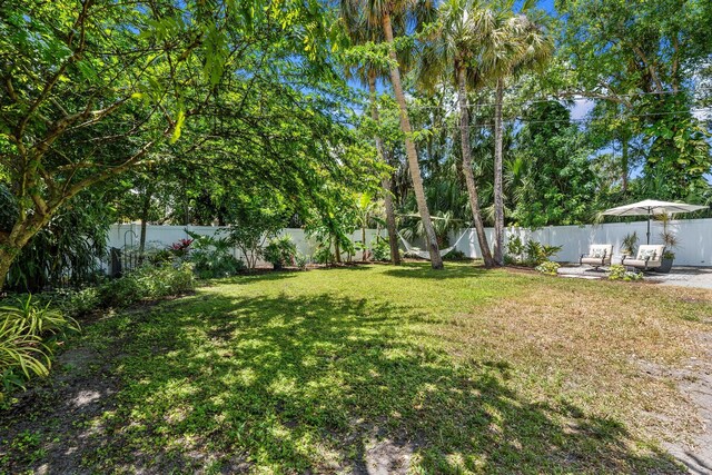 view of yard with a fenced backyard