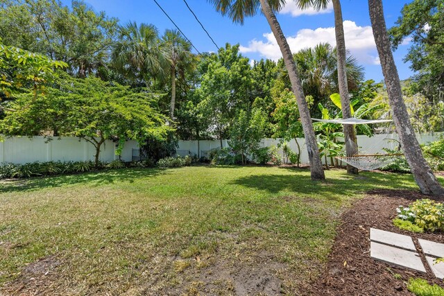 view of yard featuring a fenced backyard