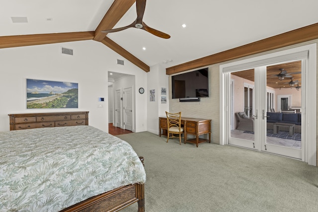103 River Dr, Tequesta, FL 33469 - bedroom featuring access to exterior, carpet, ceiling fan, and recessed lighting