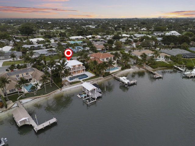 103 River Dr, Tequesta, FL 33469 - aerial view at dusk of a water view and a residential view