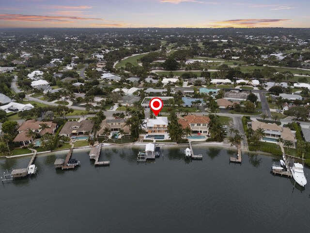 103 River Dr, Tequesta, FL 33469 - aerial view at dusk of a water view and a residential view