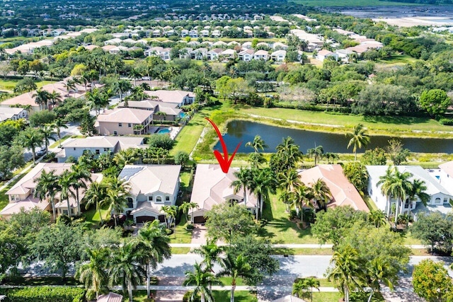 8837 Woodgrove Ridge Ct, Boynton Beach, FL 33473 - birds eye view of property with a water view and a residential view