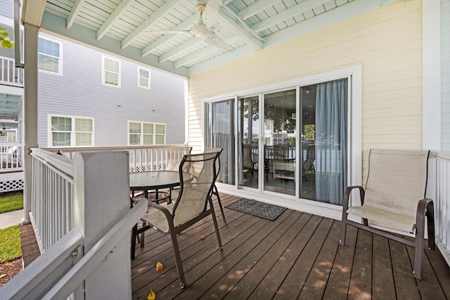 deck featuring a ceiling fan