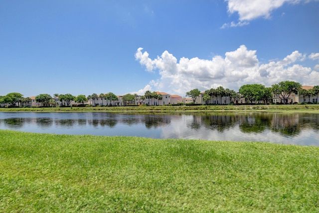 view of water feature with a residential view