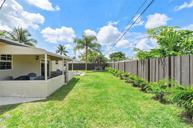 view of yard featuring a fenced backyard