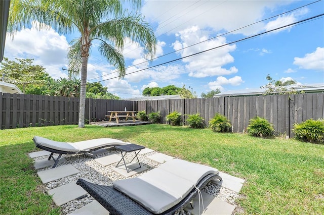 view of yard featuring a fenced backyard and a patio