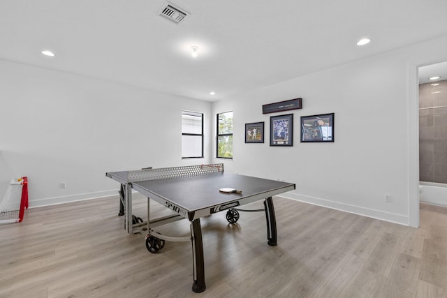 13158 Artisan Cir, Palm Beach Gardens, FL 33418 - game room with recessed lighting, light wood-style floors, and baseboards