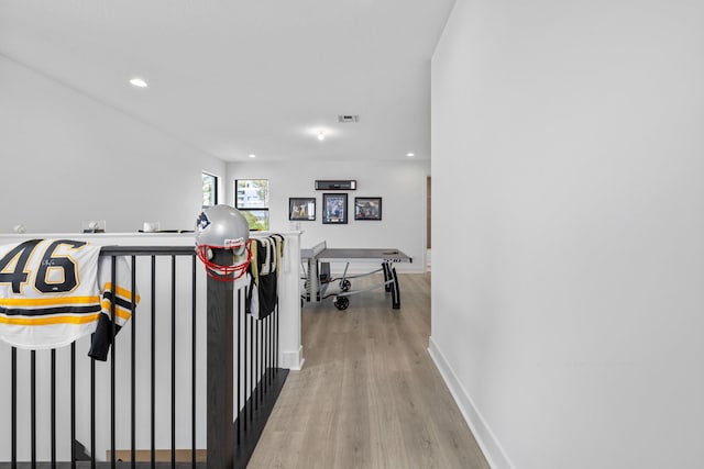 13158 Artisan Cir, Palm Beach Gardens, FL 33418 - hall featuring wood finished floors and recessed lighting