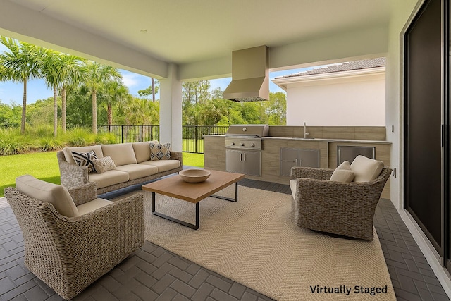 13158 Artisan Cir, Palm Beach Gardens, FL 33418 - view of patio with a sink and an outdoor living space