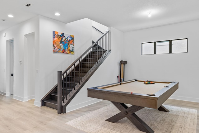 13158 Artisan Cir, Palm Beach Gardens, FL 33418 - rec room featuring wood finished floors, baseboards, recessed lighting, and billiards