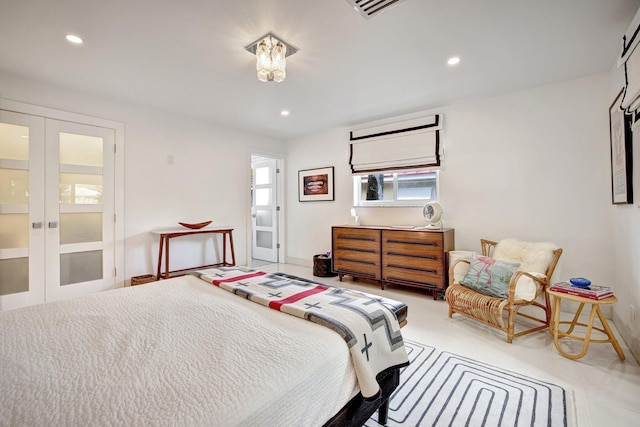 bedroom featuring recessed lighting and baseboards