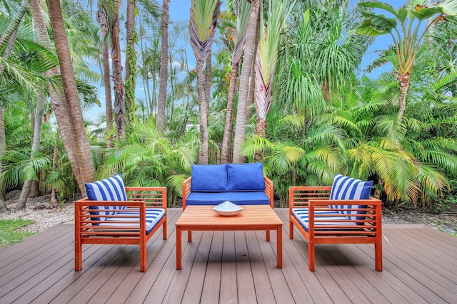 deck featuring an outdoor living space