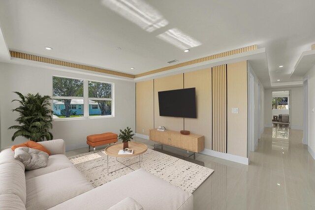928 Market St, West Palm Beach, FL 33401 - living area with baseboards, recessed lighting, light tile patterned floors, and visible vents