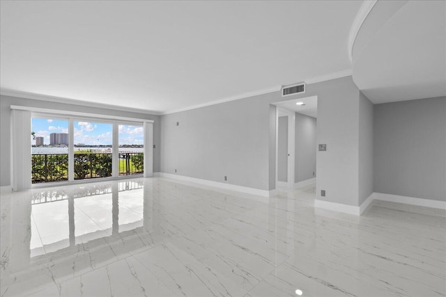 3040 Lake Shore Dr Unit 101, Riviera Beach, FL 33404 - spare room with light marble finish floors, crown molding, and baseboards